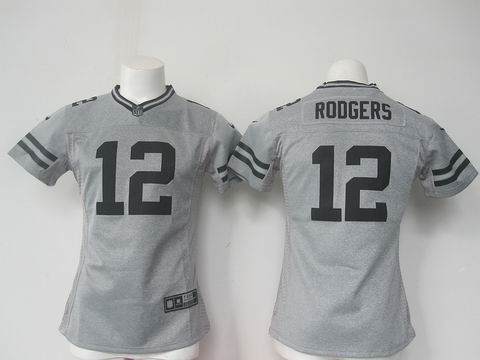 women nike nfl packers #12 Rodgers grey jersey