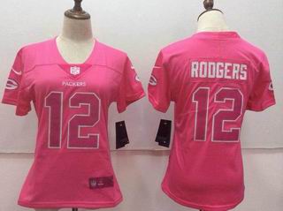 women nike nfl packers #12 Rodgers pink jersey