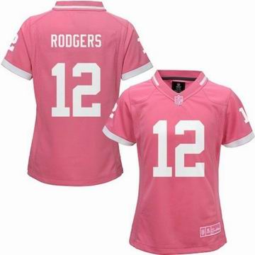women nike nfl packers 12 rodgers Pink Bubble Gum Jersey