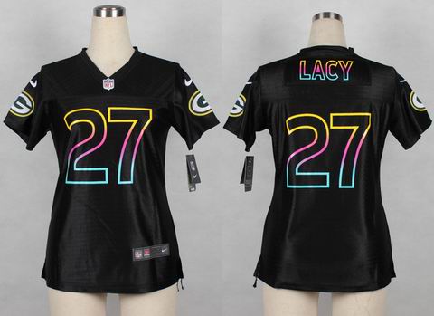 women nike nfl packers 27# Lacy black jersey