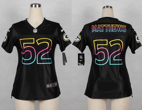 women nike nfl packers 52# Matthews black jersey