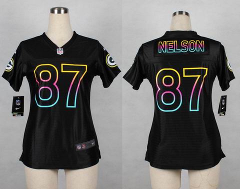 women nike nfl packers 87# Nelson black jersey