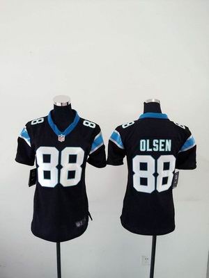 women nike nfl panthers #88 Olsen black jersey