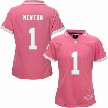 women nike nfl panthers 1 newton Pink Bubble Gum Jersey