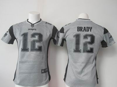 women nike nfl patriots #12 Brady grey jersey