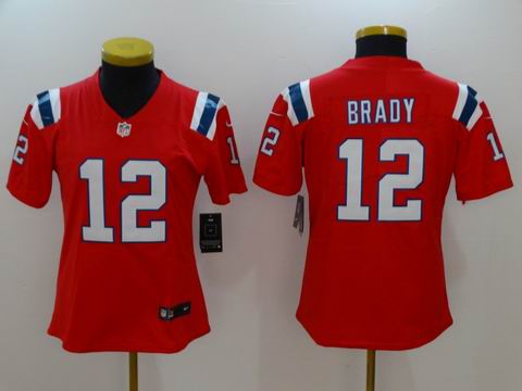 women nike nfl patriots #12 Brady red rush limited jersey