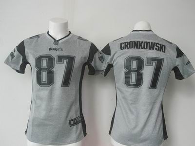 women nike nfl patriots #87 Gronkowski grey jersey