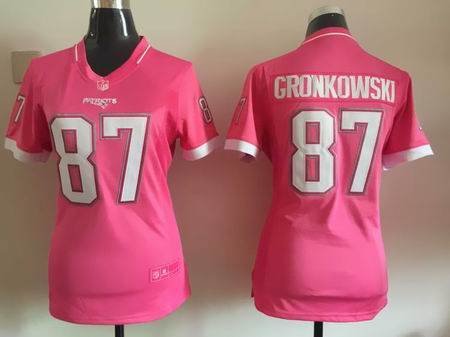 women nike nfl patriots 87 Gronkowski Pink Bubble Gum Jersey
