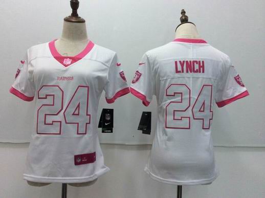 women nike nfl raiders #24 LYNCH white jersey