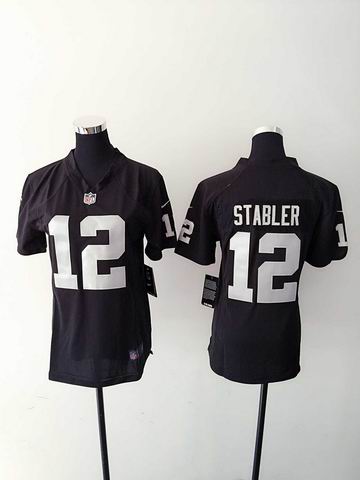 women nike nfl raiders 12 Stabler black limited jersey