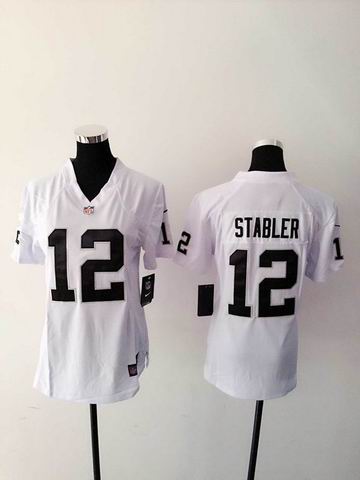 women nike nfl raiders 12 stabler white limited jersey
