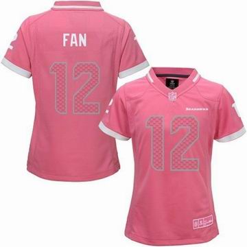 women nike nfl seahawks 12 fan Pink Bubble Gum Jersey