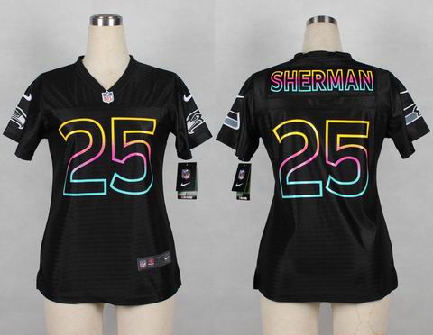women nike nfl seahawks 25 Sherman black jersey