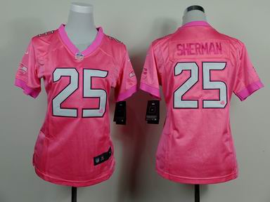 women nike nfl seahawks 25 sherman pink jersey