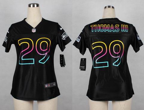 women nike nfl seahawks 29# Thomas III black jersey