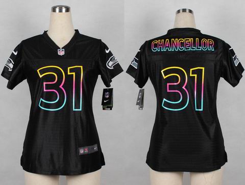women nike nfl seahawks 31# Chancellor black jersey