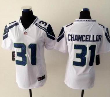 women nike nfl seahawks 31# Chancellor white jersey