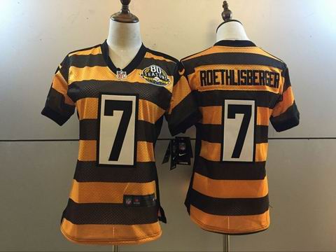 women nike nfl steelers #7 roethlisberger black yellow jersey