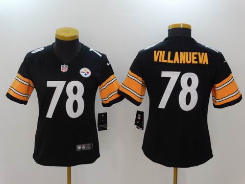 women nike nfl steelers #78 VILLANUEVA black rush II jersey