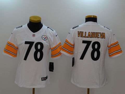 women nike nfl steelers #78 VILLANUEVA white rush II jersey