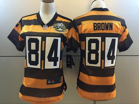 women nike nfl steelers #84 brown black yellow jersey