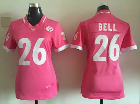 women nike nfl steelers 26 Bell Pink Bubble Gum Jersey