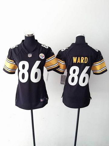 women nike nfl steelers 86 ward black limited jersey