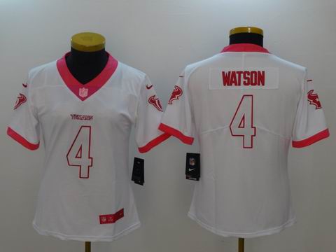 women nike nfl texans #4 WATSON white pnk rush jersey