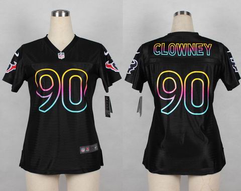 women nike nfl texans 90# Clowney black jersey