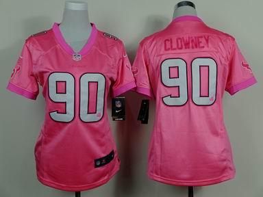 women nike nfl texans 90 Clowney pink jersey