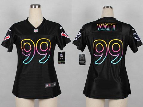 women nike nfl texans 99# Watt black jersey