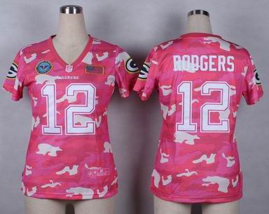 women packers 12 Rodgers Salute to Service pink camo jersey