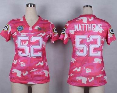 women packers 52 Matthews Salute to Service pink camo jersey