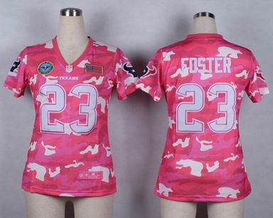 women texans 23 Foster Salute to Service pink camo jersey