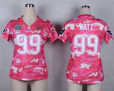 women texans 99# Watt Salute to Service pink camo jersey