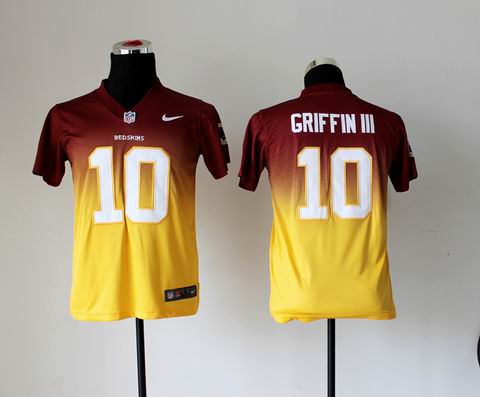 youth nfl redskins 10 Griffin III Drift Fashion II red yellow Jersey