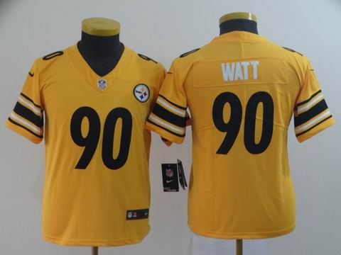 youth steelers #90 watt yellow interverted jersey